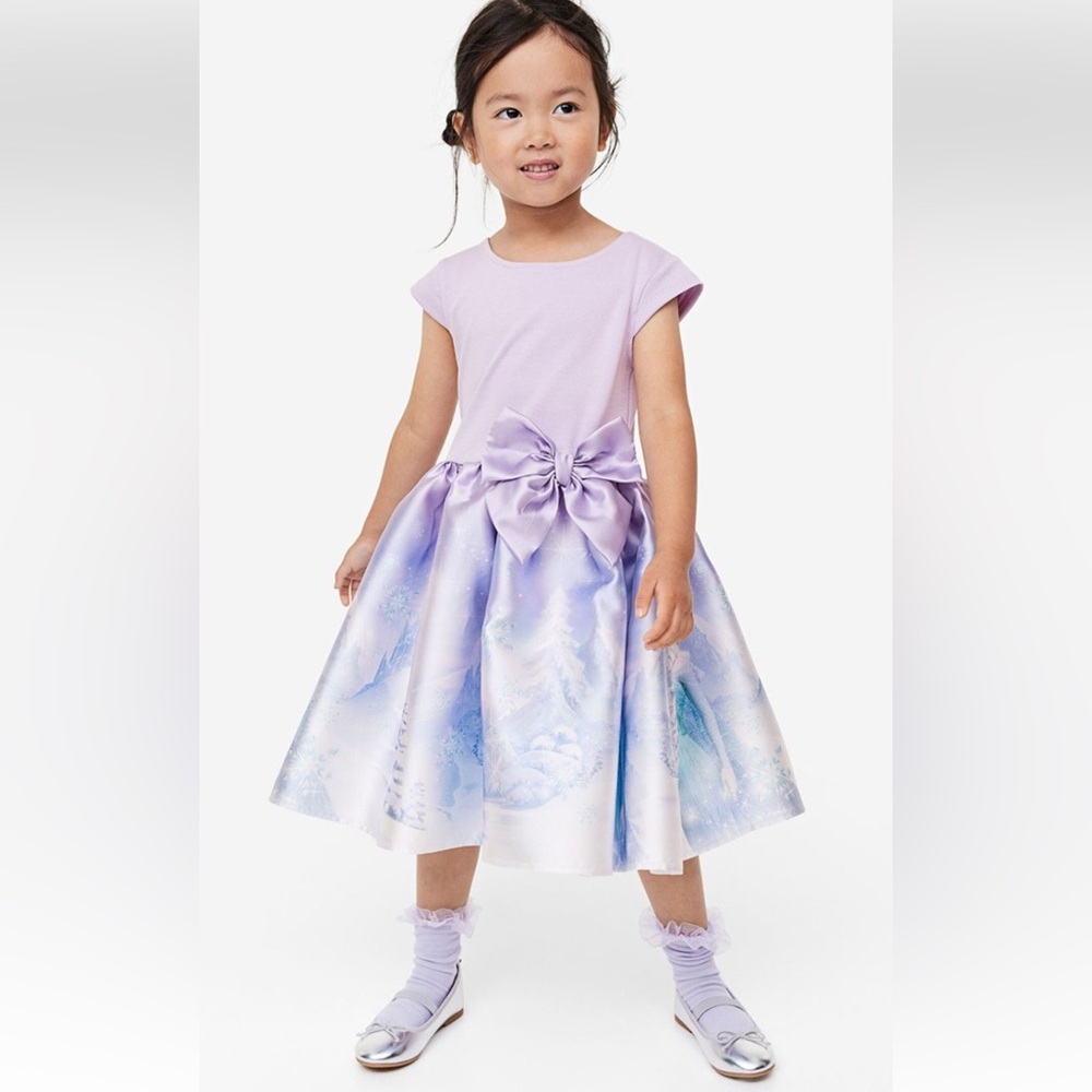 H&M Lilac Satin Bow Holiday Dress for Girls - Picture 1 of 5